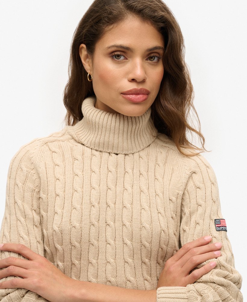 Womens' Turtleneck Long Sleeve Cable Knit Sweaters